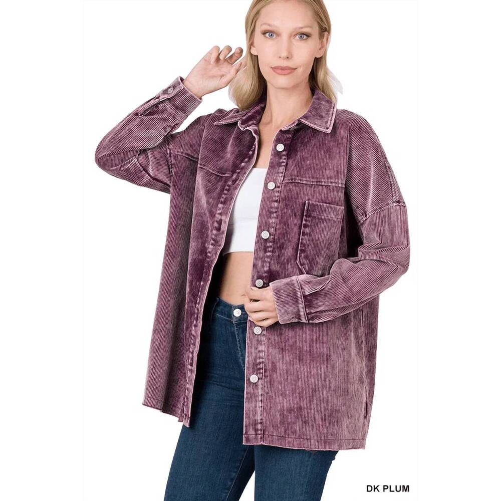 NEW ZENANA vintage vibes shacket in plum